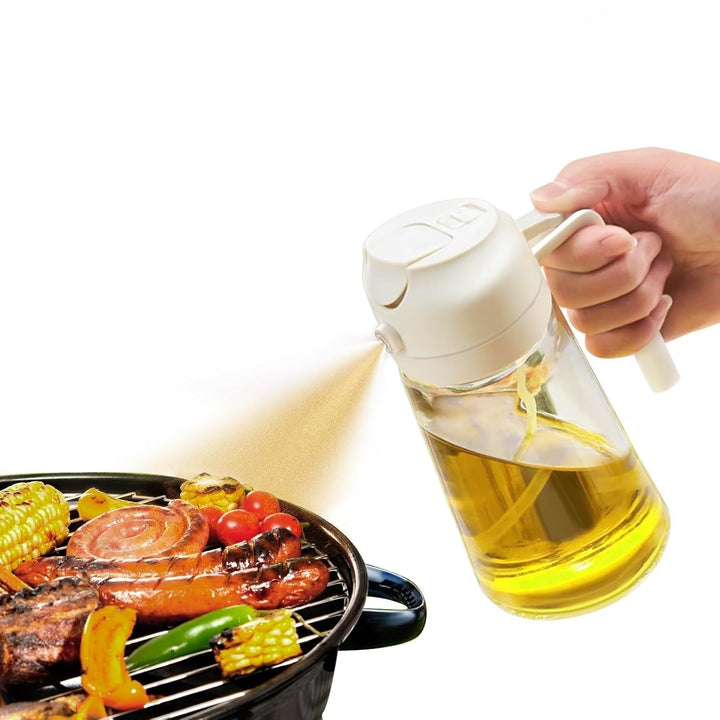Dual mode oil dispenser & sprayer for healthy cooking. Perfect for salads, air fryers, and grilling.