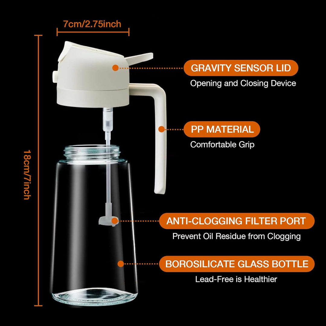 Oil sprayer for air fryer, grill, and salads. Dual mode dispenser for healthy, controlled cooking.