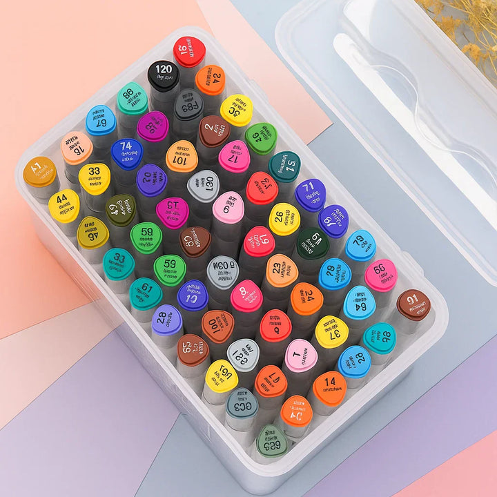 Dual-tip washable art markers for kids & adults, bright colors, odorless, fine & chisel tips
