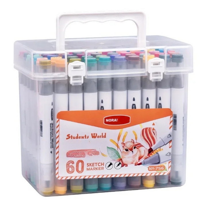 Close-up of a dual-tip art marker showing both the fine and chisel tips for art projects