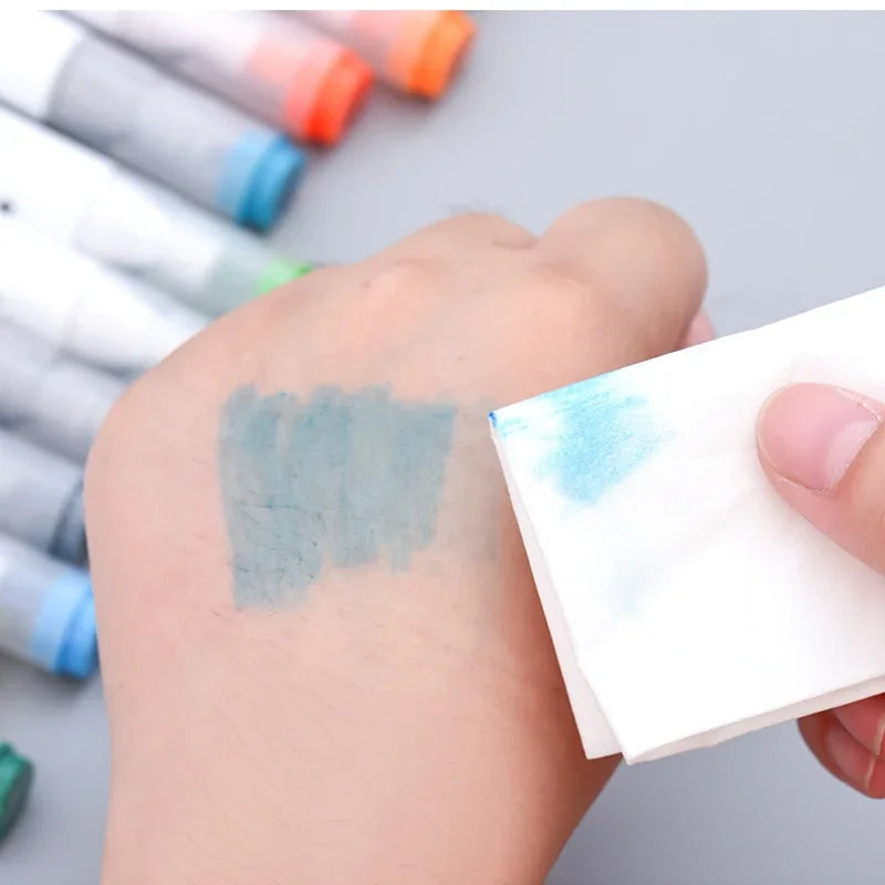 Packaging of dual-tip washable art markers, highlighting 'washable ink' and 'odorless' features