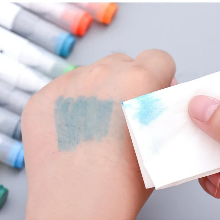 Packaging of dual-tip washable art markers, highlighting 'washable ink' and 'odorless' features