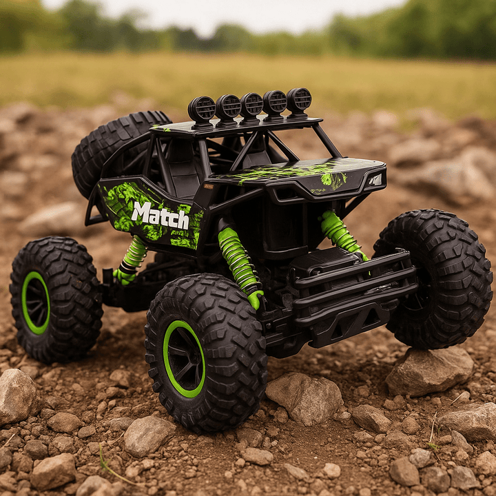 High-speed all-terrain RC monster truck, ultimate off-road racing toy with responsive remote control.