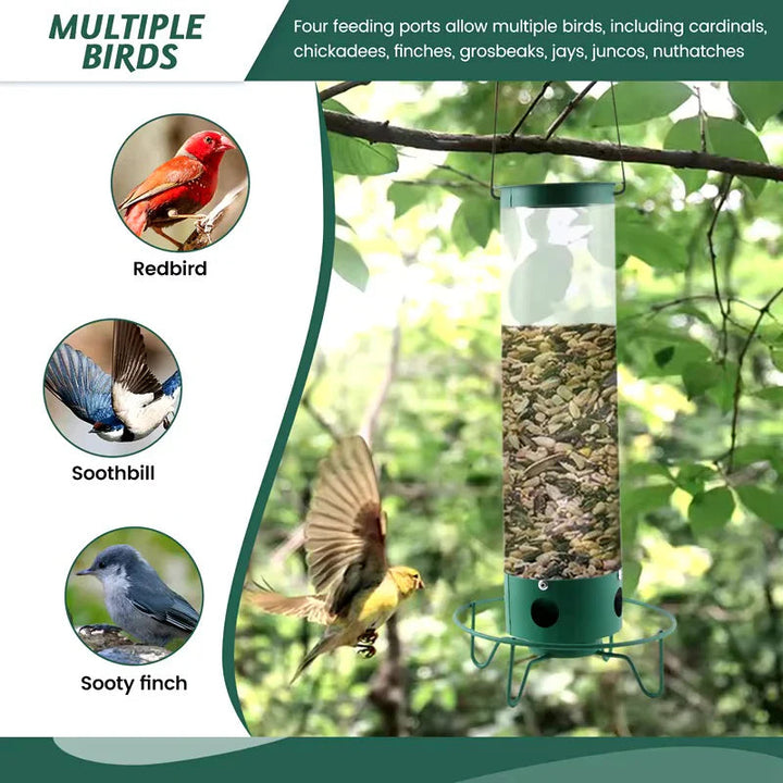 Durable outdoor squirrel proof bird feeder, perfect for attracting wild birds to your garden, patio, or yard.