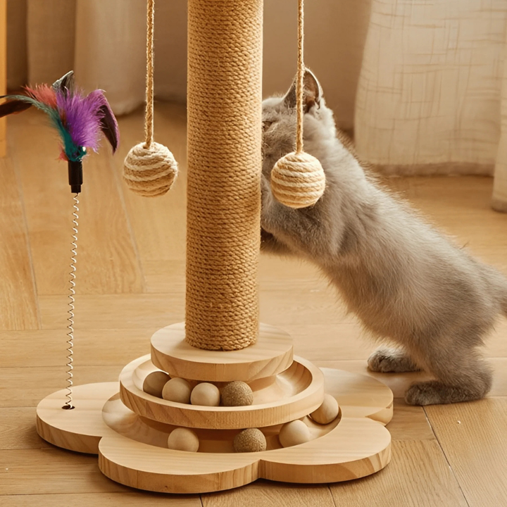 Solid sisal cat scratcher, an essential cat furniture piece for happy paws and active playtime.
