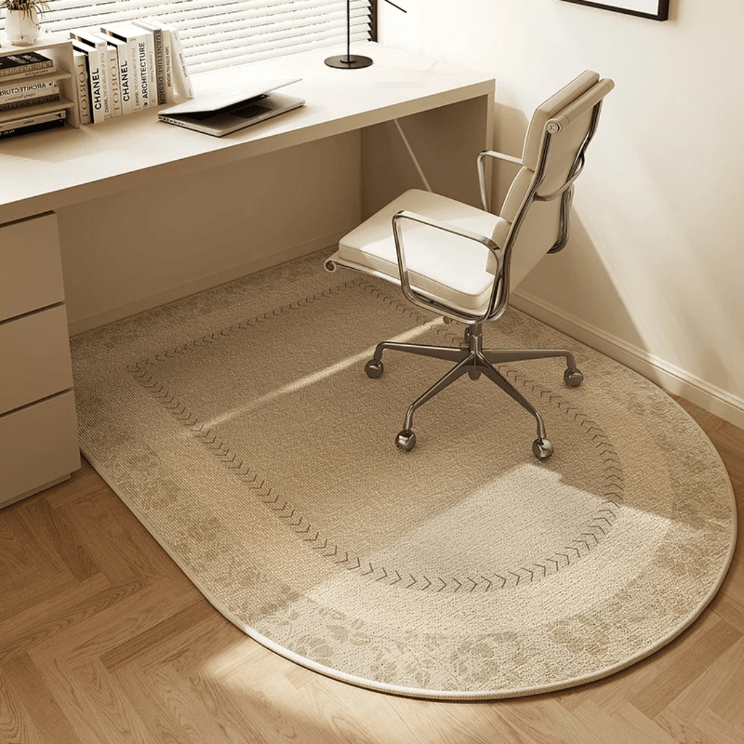 Velour office chair mat & floor protector for home office, durable and stylish desk accessory for smooth rolling.
