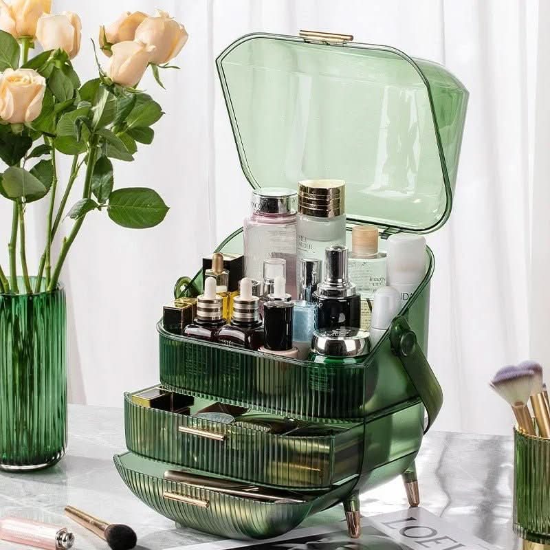 Durable waterproof makeup organizer, ideal for bathroom and vanity storage.