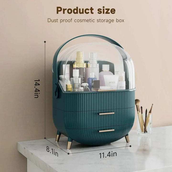 Organize your beauty products with this waterproof, dustproof cosmetic storage box.