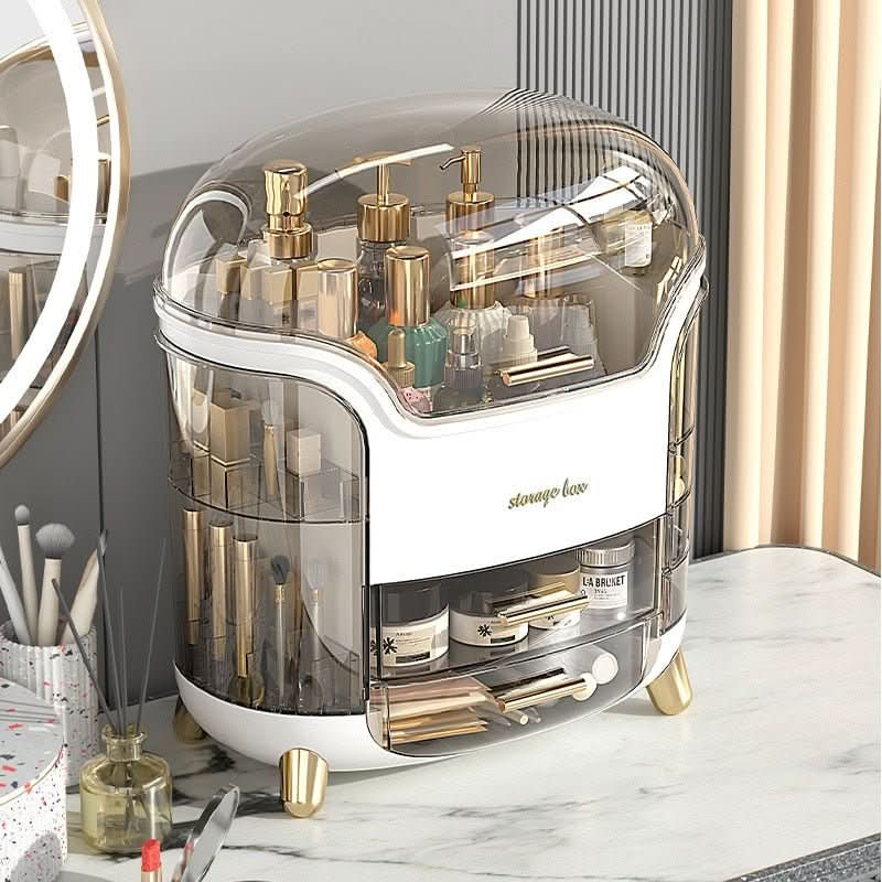 Waterproof cosmetic case, perfect for organizing beauty essentials in the bathroom.