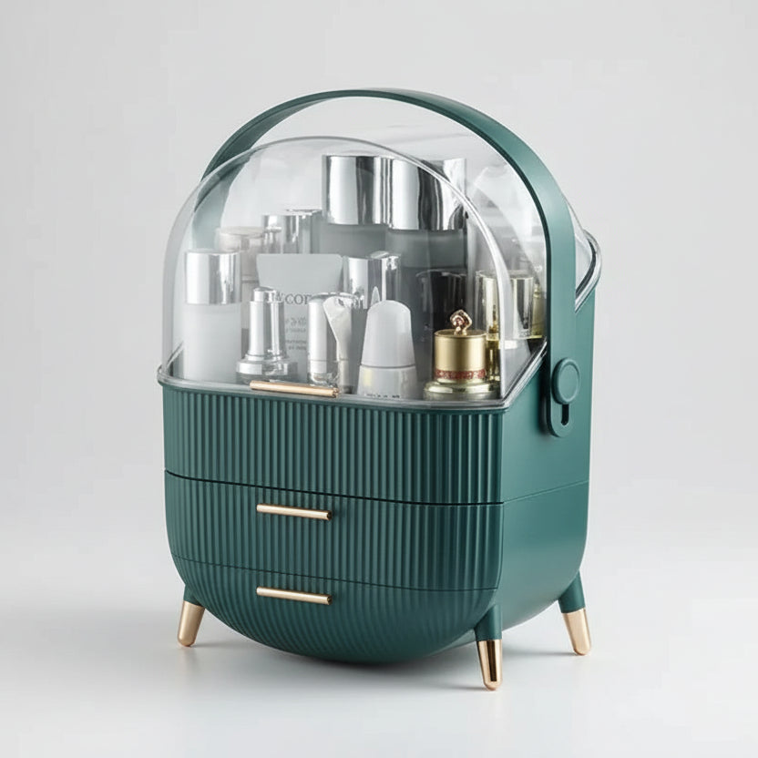 Waterproof vanity organizer, ideal for keeping makeup and beauty accessories dust-free.
