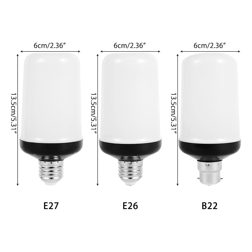Dynamic LED flame bulb illuminating a living room, adding a magical, flickering light effect.