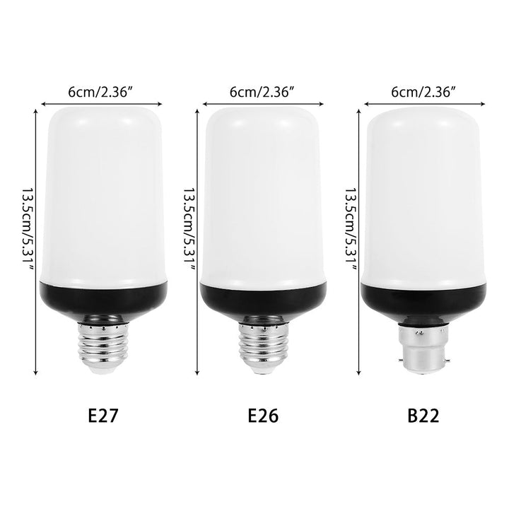 Dynamic LED flame bulb illuminating a living room, adding a magical, flickering light effect.