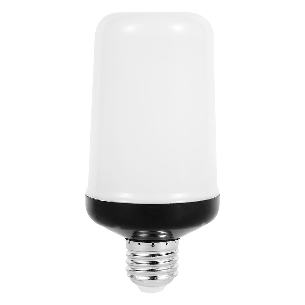Flame effect LED bulb installed in a lamp, producing realistic fire light without the heat.
