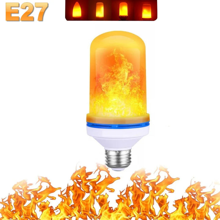 An E14 LED flame effect bulb creating an ambient, warm glow, suitable for any indoor space.