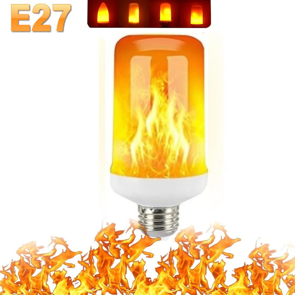 Close-up of the vibrant, realistic flame effect produced by the Dynamic LED bulb.
