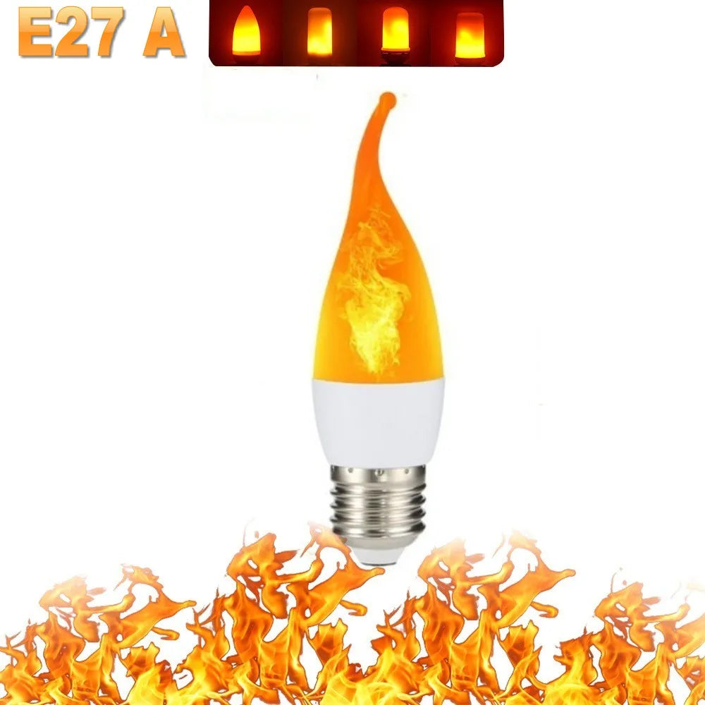 Decorative LED flame bulb glowing with a mesmerizing fire light. Perfect for unique home decor.
