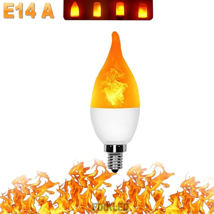 E27 LED flame effect bulb offering dynamic, realistic fire light. A unique touch for home decoration.