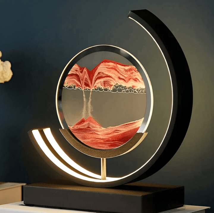 Mesmerizing dynamic sand art lamp with soothing ambient light, creating unique landscapes for relaxation.