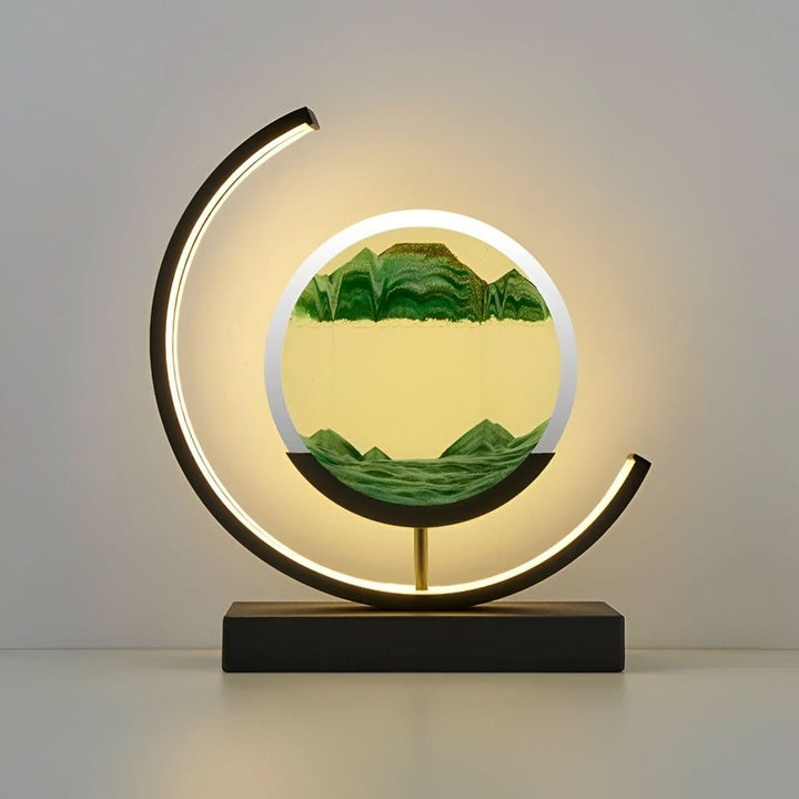 Captivating dynamic sand art lamp, featuring flowing sandscapes and gentle ambient light for visual peace.