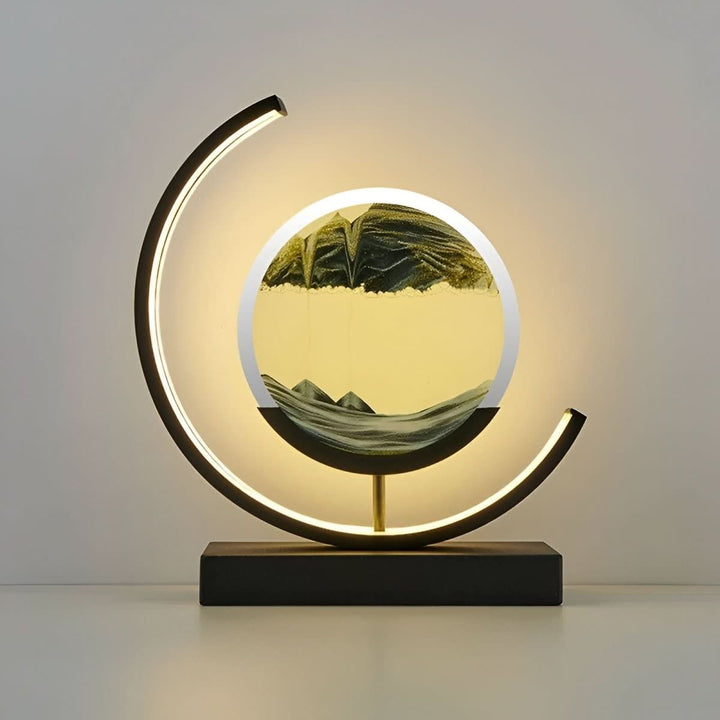 Versatile dynamic sand art lamp, a modern LED light and tranquil home decor piece for any space.