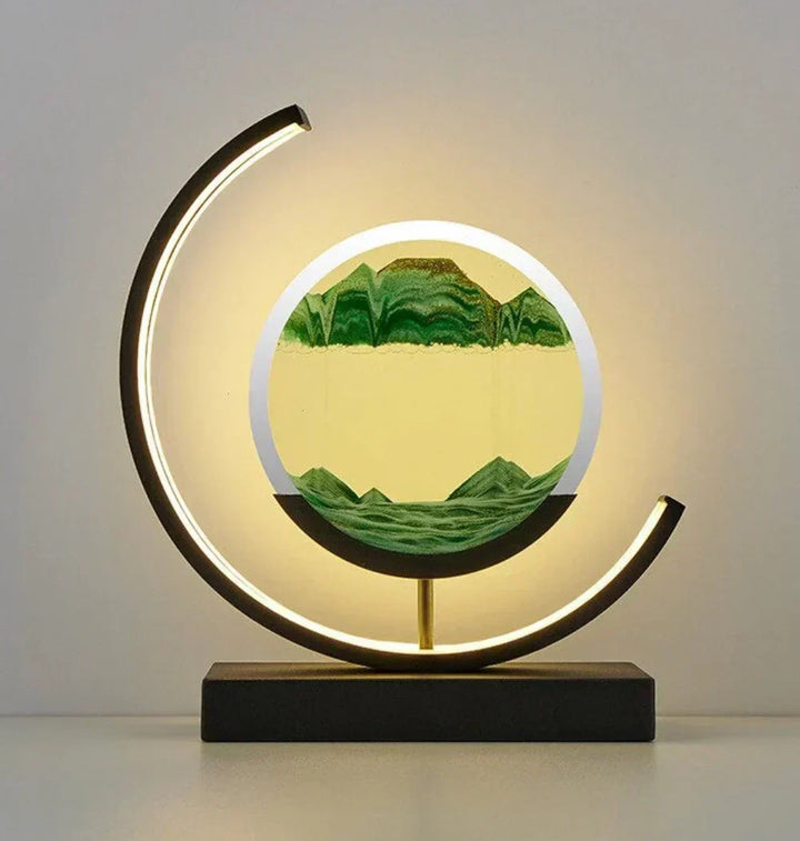 Dynamic sand art table lamp with mesmerizing flowing sand for relaxation & unique home decor.