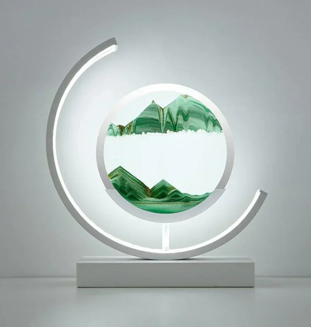 Elegant dynamic sand art table lamp, a unique piece of home decor designed for relaxation and mood enhancement.