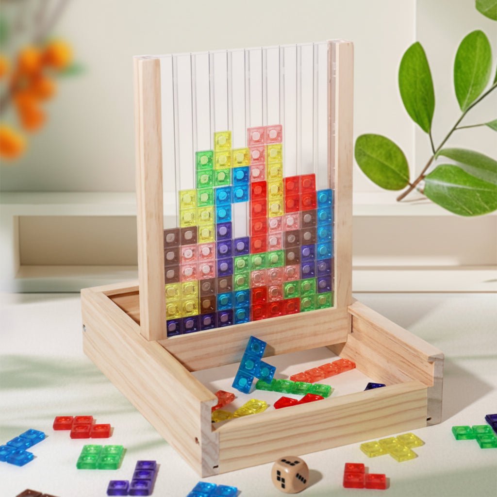 Eco-friendly ECOBLOCK wooden logic puzzle for brain training & family fun. A sustainable educational toy for all ages.