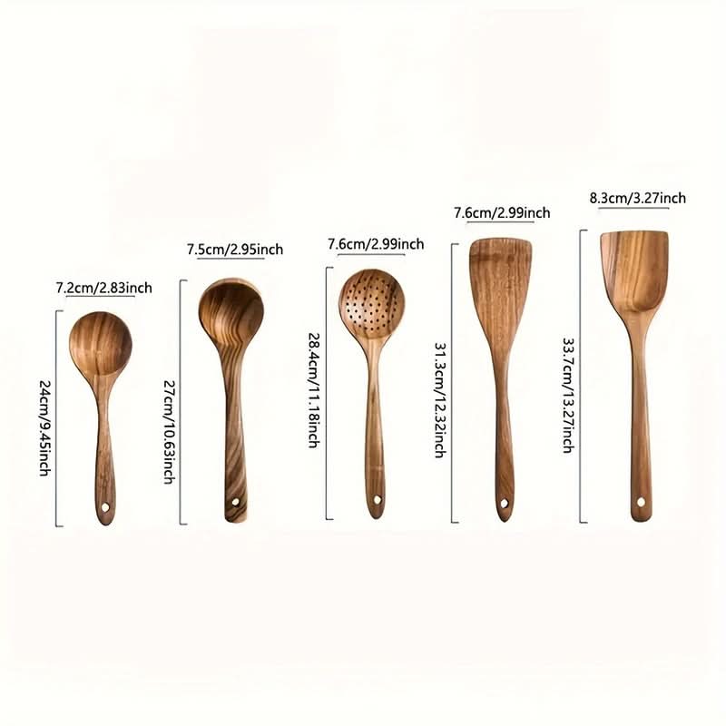 Upgrade with sustainable teak wood kitchen utensils. Eco-friendly, ergonomic, and nonstick safe cooking tools.