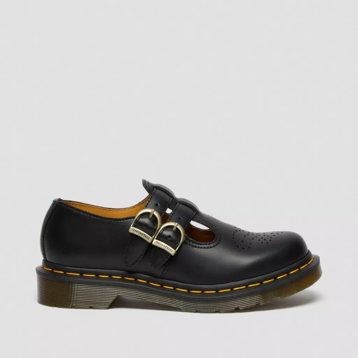 Edgy women's buckle Mary Jane flats, comfortable and stylish for everyday casual footwear.