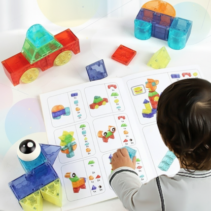 Educational magnetic building blocks set for kids, colorful STEM construction toy, creative play for children, gift.