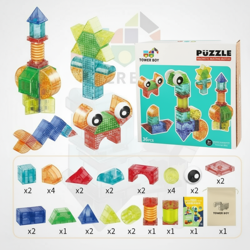 Toddler arranging magnetic building blocks, fostering early learning and creative construction play.