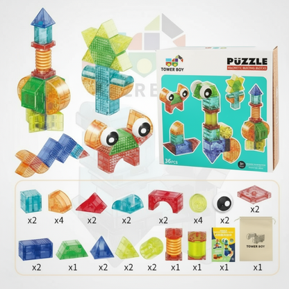 Toddler arranging magnetic building blocks, fostering early learning and creative construction play.