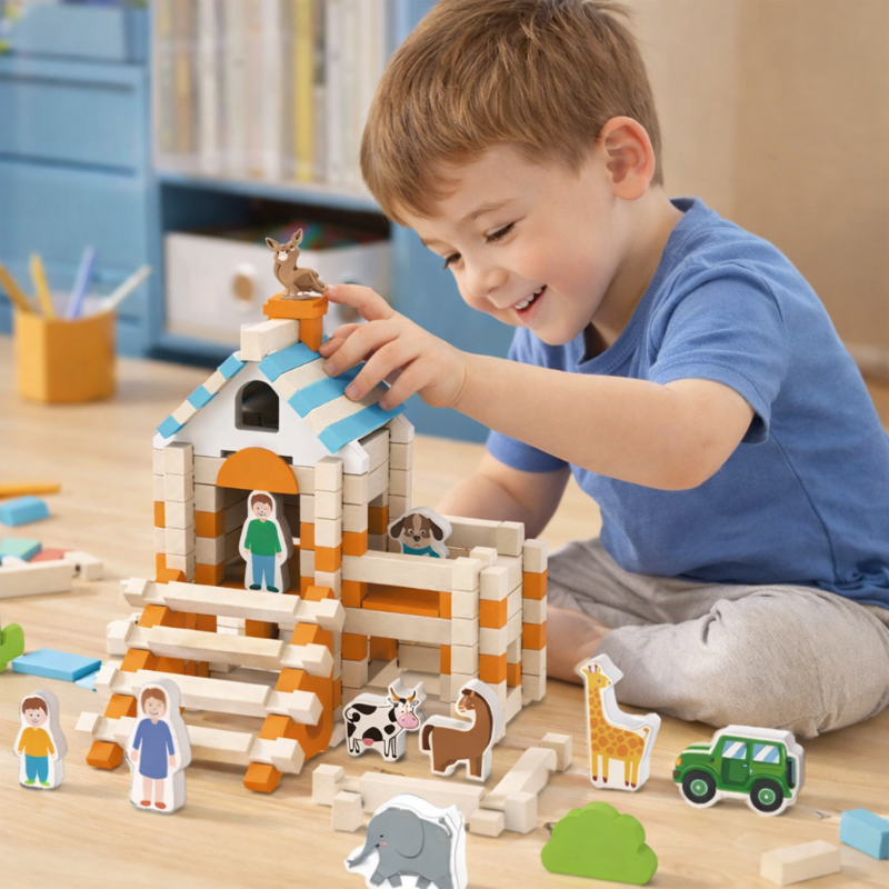Educational mini house building blocks set, colorful STEM toy for creative play kids