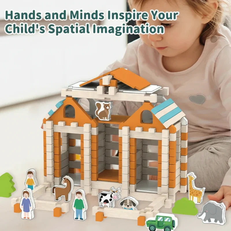Vibrant mini house building block set, activity toy for children to learn and play