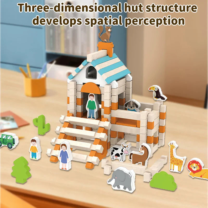 Boxed educational mini house building block set, ideal creative play gift for kids
