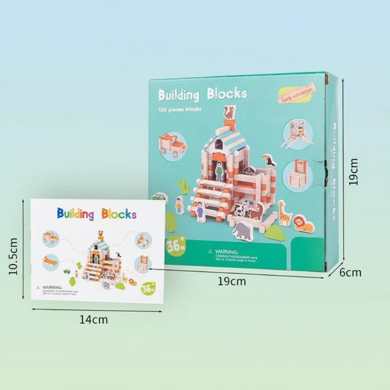 Educational building blocks arranged to form a small house, perfect STEM construction set