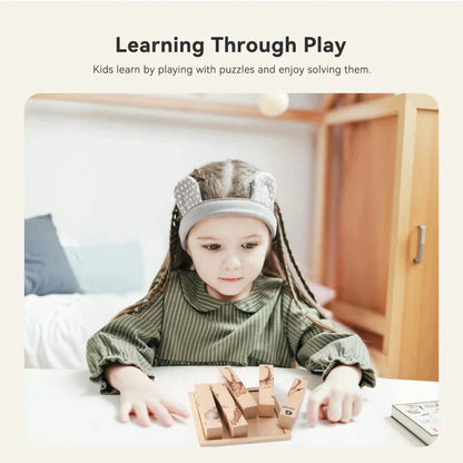 Toddler-friendly wooden animal block puzzle, an educational toy for hands-on learning.