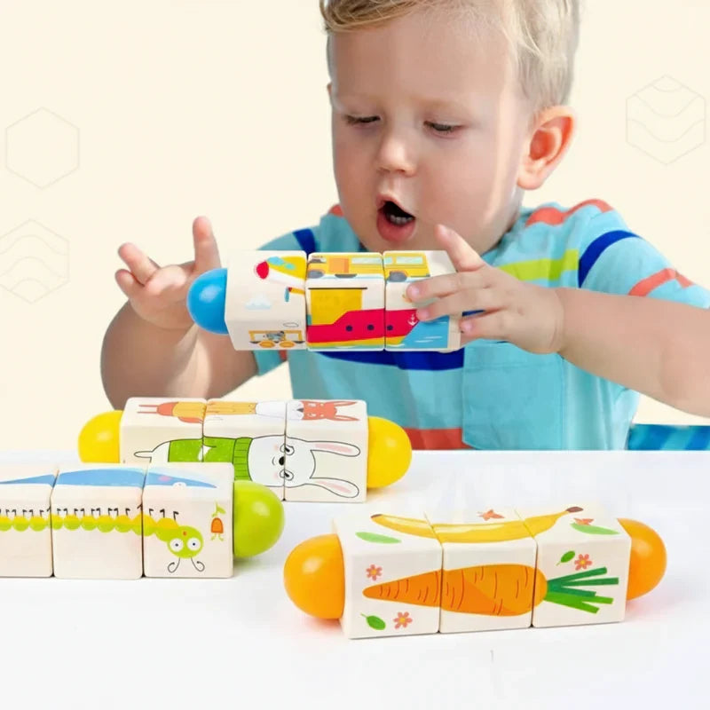 Wooden rotating puzzle for children, designed to enhance motor skills and cognitive development