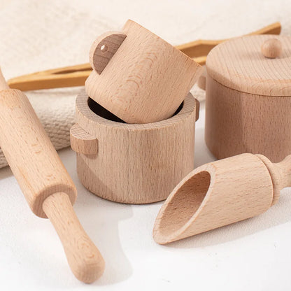 Toddler gift: Wooden sensory kitchen playset with colorful knobs and a pretend faucet