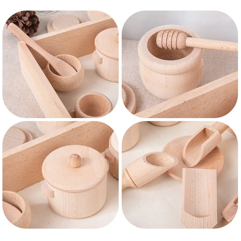 Role play wooden kitchen for children, encouraging imaginative cooking and sensory exploration