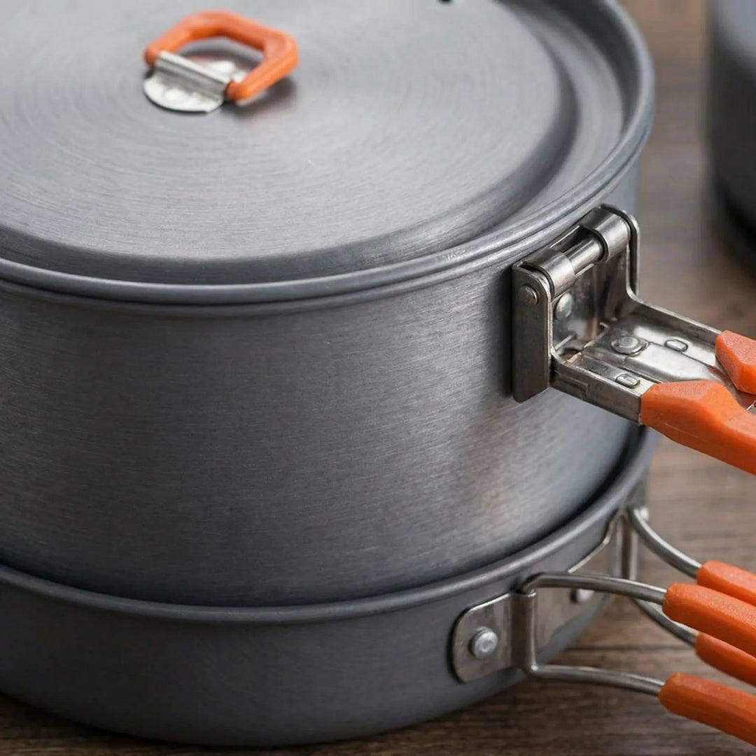 Advanced heat exchanger camping cookware set, ensuring rapid cooking for hikers and backpackers on the go.
