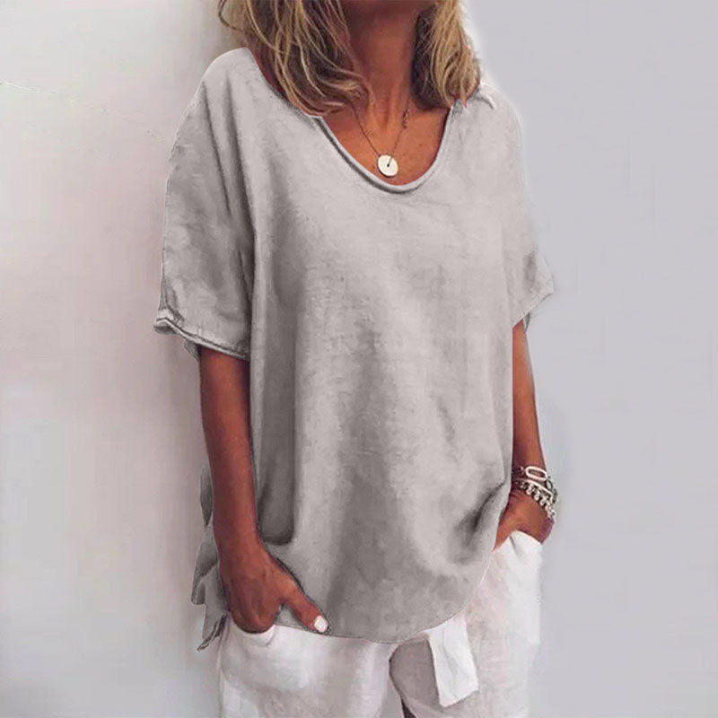 Comfortable women's casual top, a relaxed fit t-shirt ideal for everyday wear and summer fashion.