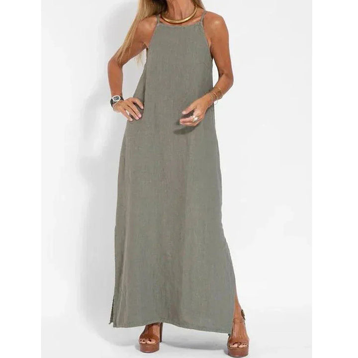 Effortless women's sleeveless maxi dress, relaxed fit, perfect for casual summer everyday wear. Comfortable & stylish.