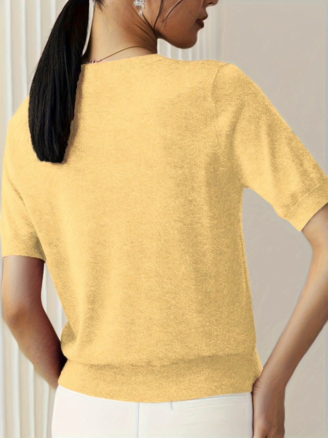 Everyday women's short sleeve crew neck top, relaxed fit, perfect for summer ease.