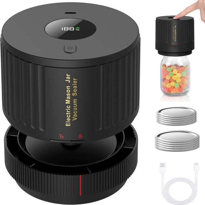 Electric mason jar vacuum sealer kit for easy home food preservation and extended freshness.