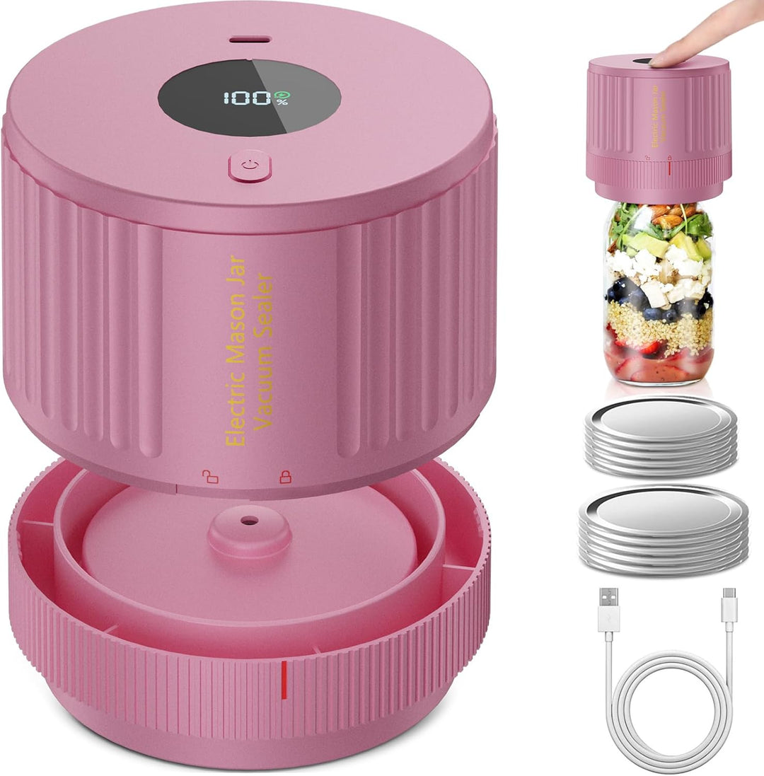 Seal mason jars effortlessly with this powerful electric vacuum jar sealer kit for food preservation.