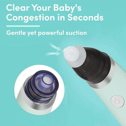 Baby nasal aspirator, electric, with soft silicone tips for gentle infant snot cleaning