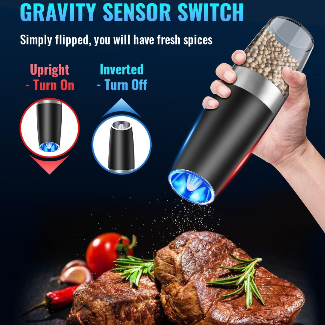 High-quality electric pepper mill & salt grinder set, with adjustable grind for home kitchen.