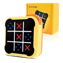 Group of children enjoying an electronic Tic Tac Toe game, a great family fun problem-solving toy.