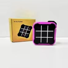 Detailed view of the screen of an electronic Tic Tac Toe game, showcasing a fun interface for kids.